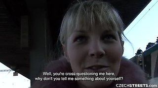 Hot Blonde Teen Rose Delight Gives Blowjob on Train - Public Sex POV