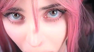 Pink Hair Cutie Spanks and Chews My Cock POV Then Deepthroats Until I Spray Everywhere