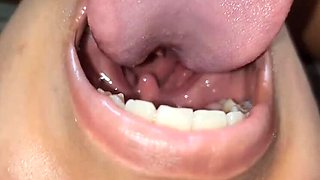 Upside Down Deep Throat Cum Swallow - Brunette Teen Slut Gets Throat Filled
