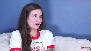 Face fucked sub girl is bound and toyed