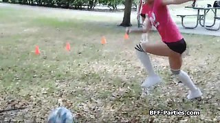 Foursome sex party with soccer chicks