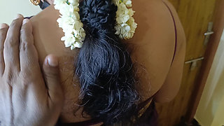 Housewife works at home with stepsister and her husband