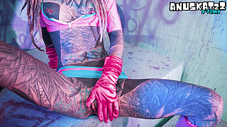 Tattoo Girl Solo Double Penetration with Toys - ANAL Mastrubation - ATM, goth, punk, DP