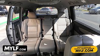 Blonde bimbo beauty lap dancer gives the cab driver the finest cunny bang show he will ever see