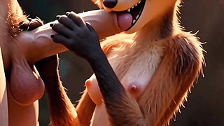 cute furry girl Terra Pinemarten gives it her all ...  anthro furry blowjob, cowgirl, anal