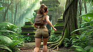 Lara Croft Discovers Amazon Treasure and Embraces Beautiful Blonde Ancestral Spirit in the Golden Caves