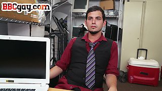 IR white stud barebacked in shaved office asshole after BJ