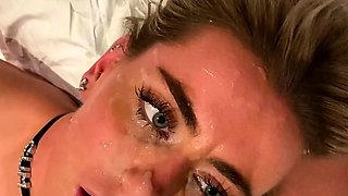 Interracial blonde facial bukkake