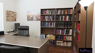 Sophia Deluxe Blowjob & Creampie - Busty MILF Surprises Hubby at Office