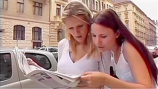 Two hot gals and two hung studs have an orgy