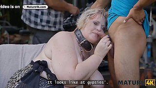 Mature4k. kinky giantess diana is having outdoor porn with two strangers