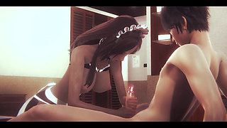 Hentai Uncensored - Monica Maid Uses Her Hands and Boobs with a Lodger in Her Hotel - Anime Manga Japanese Asian Game Porn