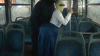 Petite Schoolgirl Pressed by Masked Man in Bedroom