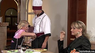 Cynthia Vellons and Kate have a hot threesome with their personal chef who..