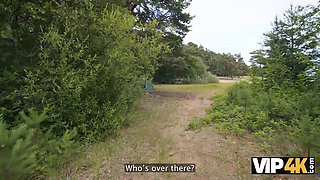 Elizabeth Reb & Moonlmp seduce & fuck a lucky stranger in the woods