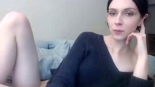 Gorgeous shemale amateur toys her ass hole and enjoys masturbation