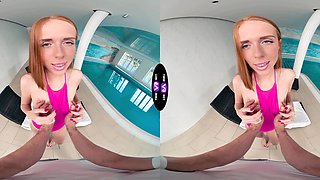 Skinny redhead Holly Molly enjoys riding cock in reverse cowgirl