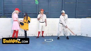 Horny teens only want to play ball if they're using their step-dads' nuts