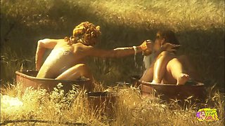 Another Two Blonde Lesbian Friends Are Getting Busy Eating Each Other Outdoors in Retro Fashion