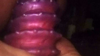 Slack hole whore fucks monster dildo