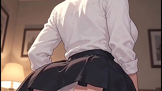 Sexy tutor anime woman studying horny