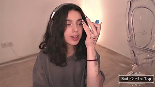 Skinny Tattooed Teen Teases Big Booty in Lingerie