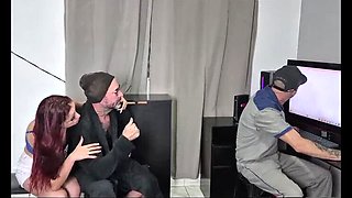 Hotwife takes coach's load on her tits after sneaky blowjob
