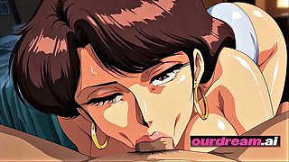 Busty Brunette Anime Babe Hardcore Fucked in Retro Apartment
