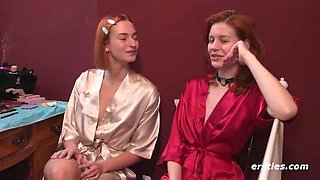 German Amateur FFM Threesome - Succubus Fantasy with Redhead Dolly Dyson - Blowjob & Pussy Eating