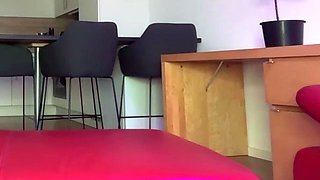 Busty babe playing with her big boobs