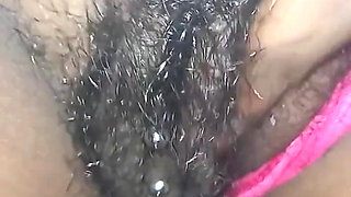 Close up Rubbing My Hairy Pieced Wet Pussy
