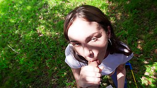 Pretty gal Tess Thompson enjoys fucking in public