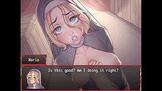 Naughty nun's first oral pleasure and facial in harem adventure