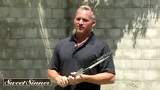 Tasty sinner - dilf tennis coach interrupts the lesson to fuck his sucking hot schoolgirl