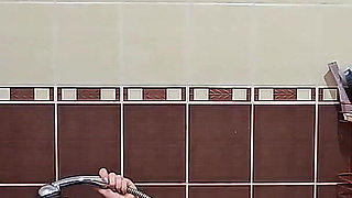 Pretty Chubby Wife with Big Natural Tits Takes a Shower