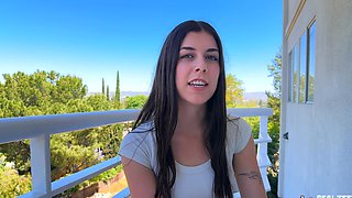 Lily's luscious lips wrap around Alex's thick shaft in a steamy blowjob