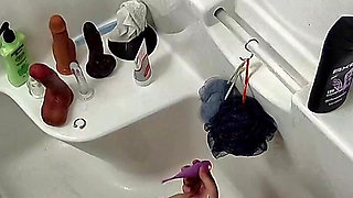 PAWG MILF Toys Pussy in the Shower