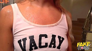 Faux hostel - sweat-soaked lesbian milf entices two natural teenage schoolgirls and licks hot pussy in hot lez threeway