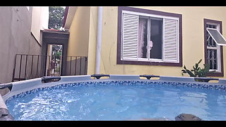 Your Naked Neighbor Showing off in the Pool.
