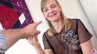 Messy facial for first time blonde