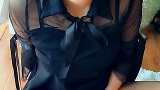 Brunette Tranny jerking in hard dick in solo Webcam