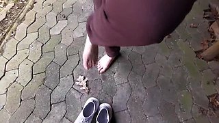 Naked Girl in Forest Gets Pussy and Tits Slapped Hard - Outdoor BDSM Action