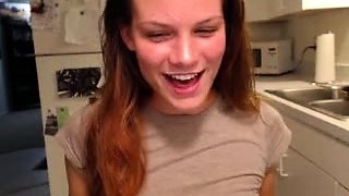 Beauty small tit amateur teen masturbating her shaved pussy