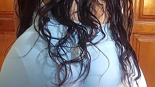 It’s a Delight to See Her Long Hair and Her Hips as She Rubs Against My Cock