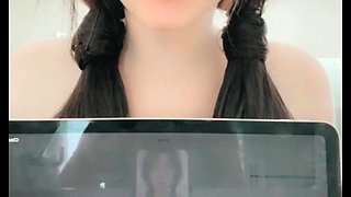 Cute curly brunette solo webcam masturbation