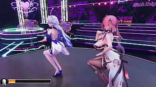 Dance Pop Mashup Roaring Tide Battle Twin Butt Plug Thrusting Explosive Breasts