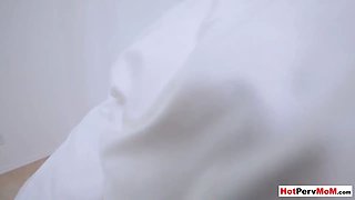 My hot busty MILF stepmother asks me to satisfy her