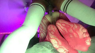 Interracial bareback coition for two shemales