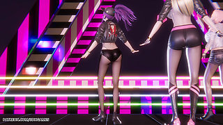 [mmd] Blackpink - Whistle Ahri Akali Seraphine Sexy Striptease Dance League of Legends Hentai Uncensored 4K 60fps