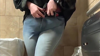 Curvy Brunette Going to the Toilet Four Times